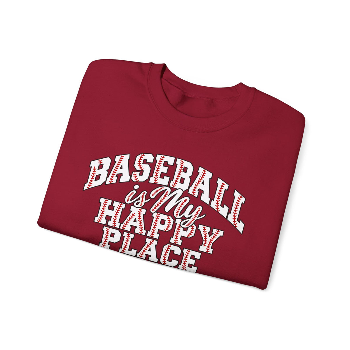 Baseball Is My Happy Place Crewneck Sweatshirt