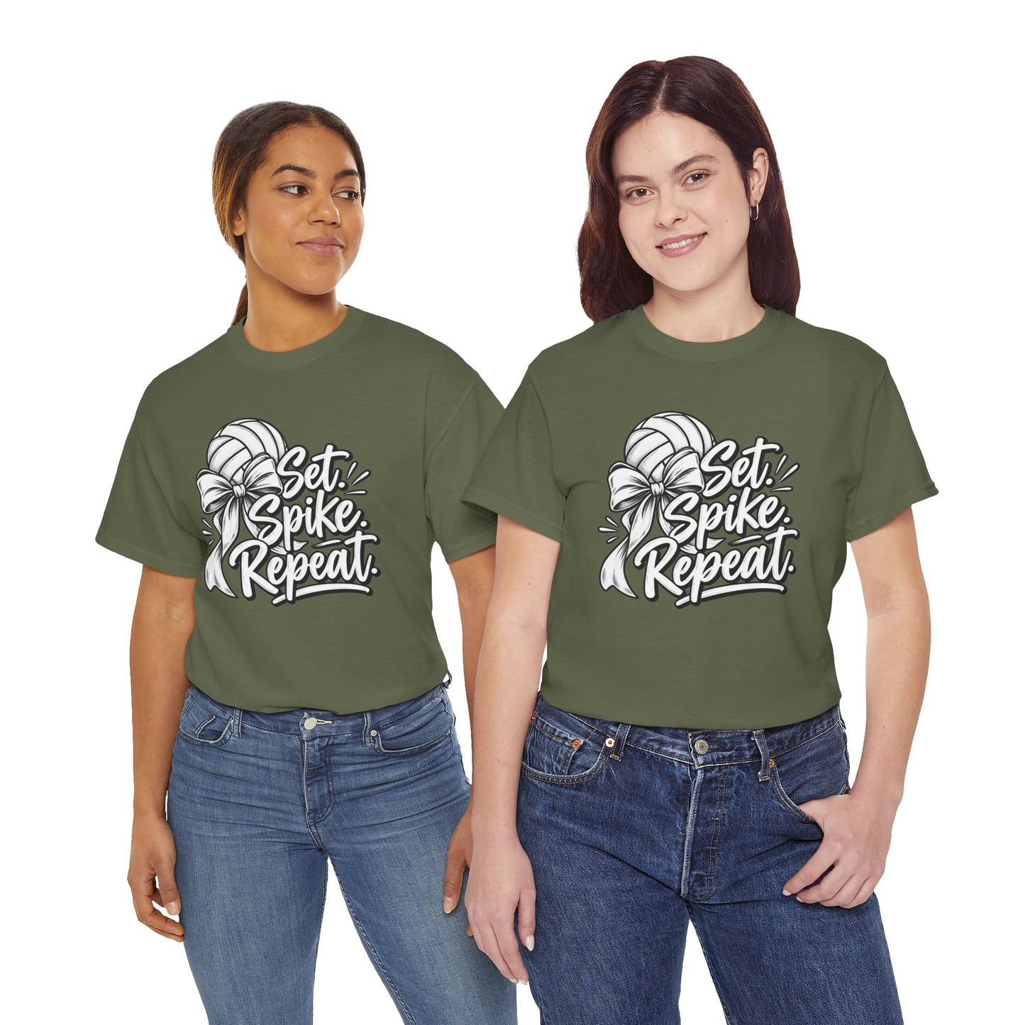 Volleyball Tee – “Set, Spike, Repeat” Graphic T-Shirt