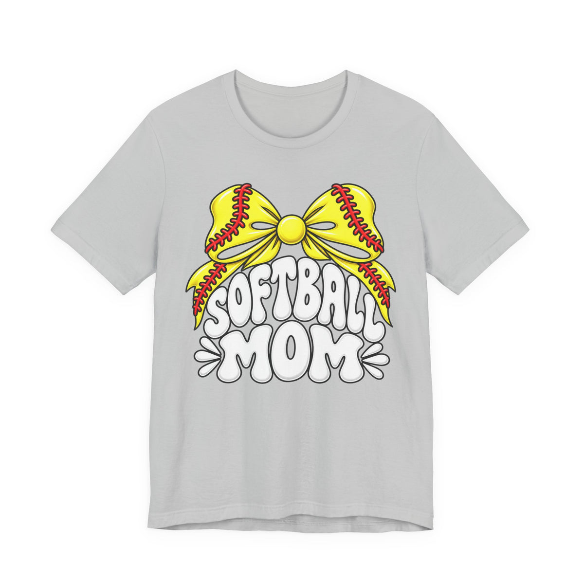 Softball Mom T-Shirt — Yellow Softball Bow Graphic Tee