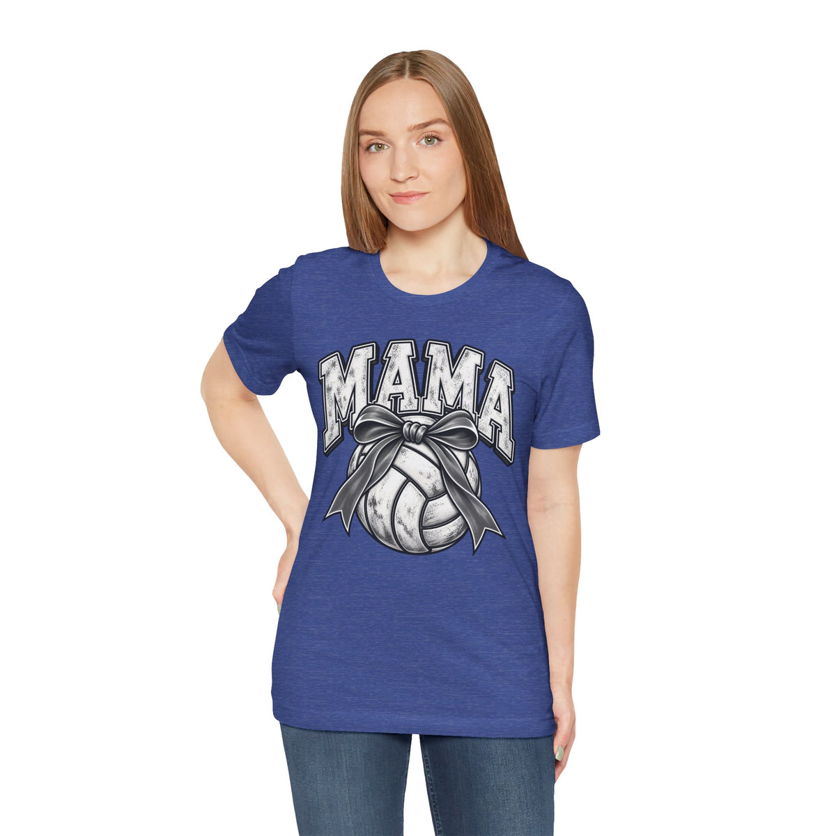 Volleyball Mama Tee — Mom Volleyball Shirt with Ribboned Ball Graphic