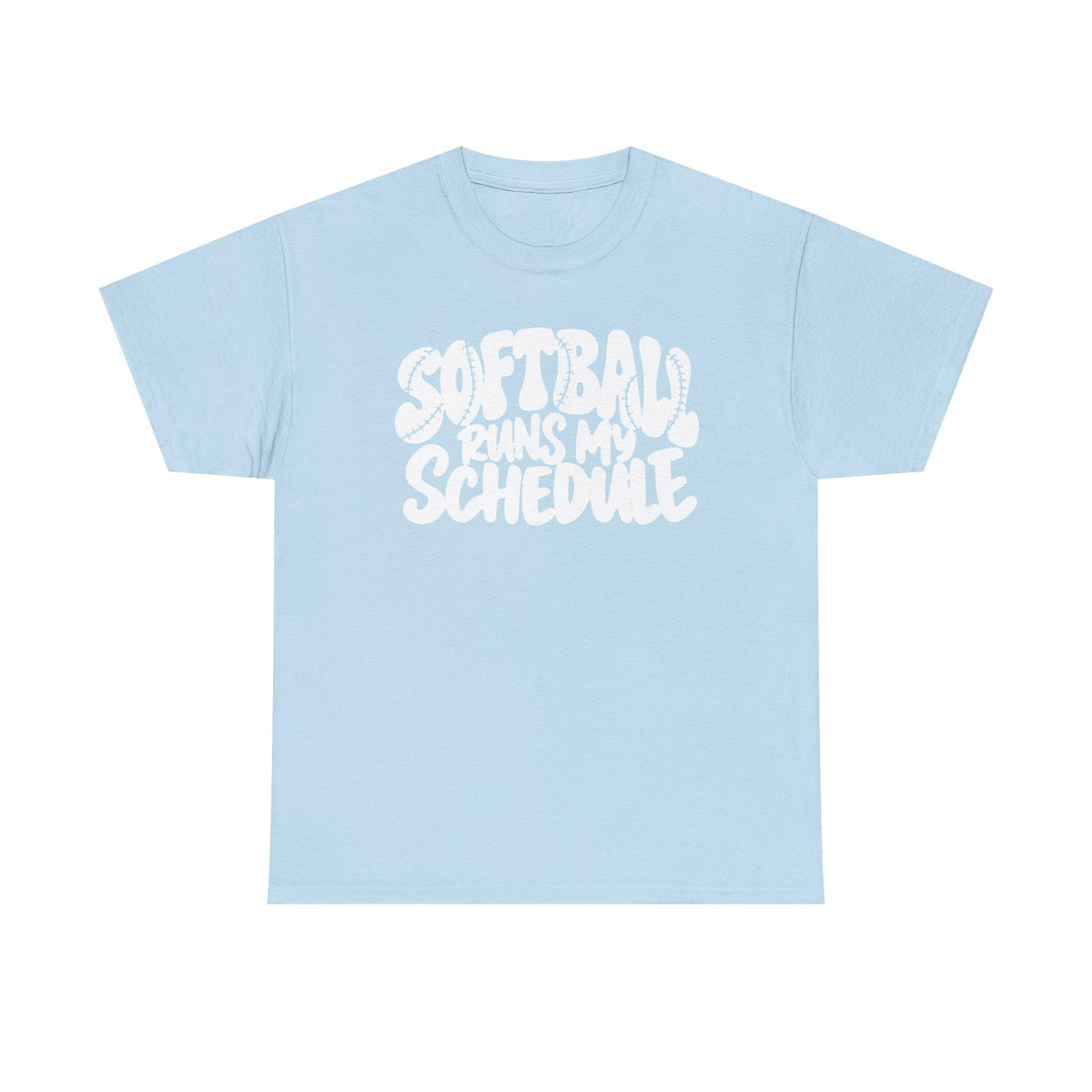 Softball Runs My Schedule T-Shirt — Women's & Girls Softball Mom/Dad Tee