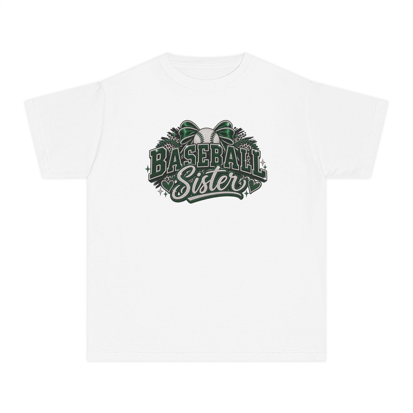 Baseball Sister Youth Tee - Cute Vintage Baseball Design for Girls, Team Spirit Gift