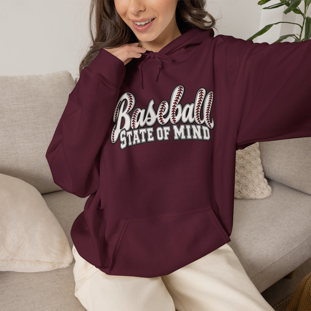 Baseball State of Mind Hoodie — Retro Script Baseball Pullover