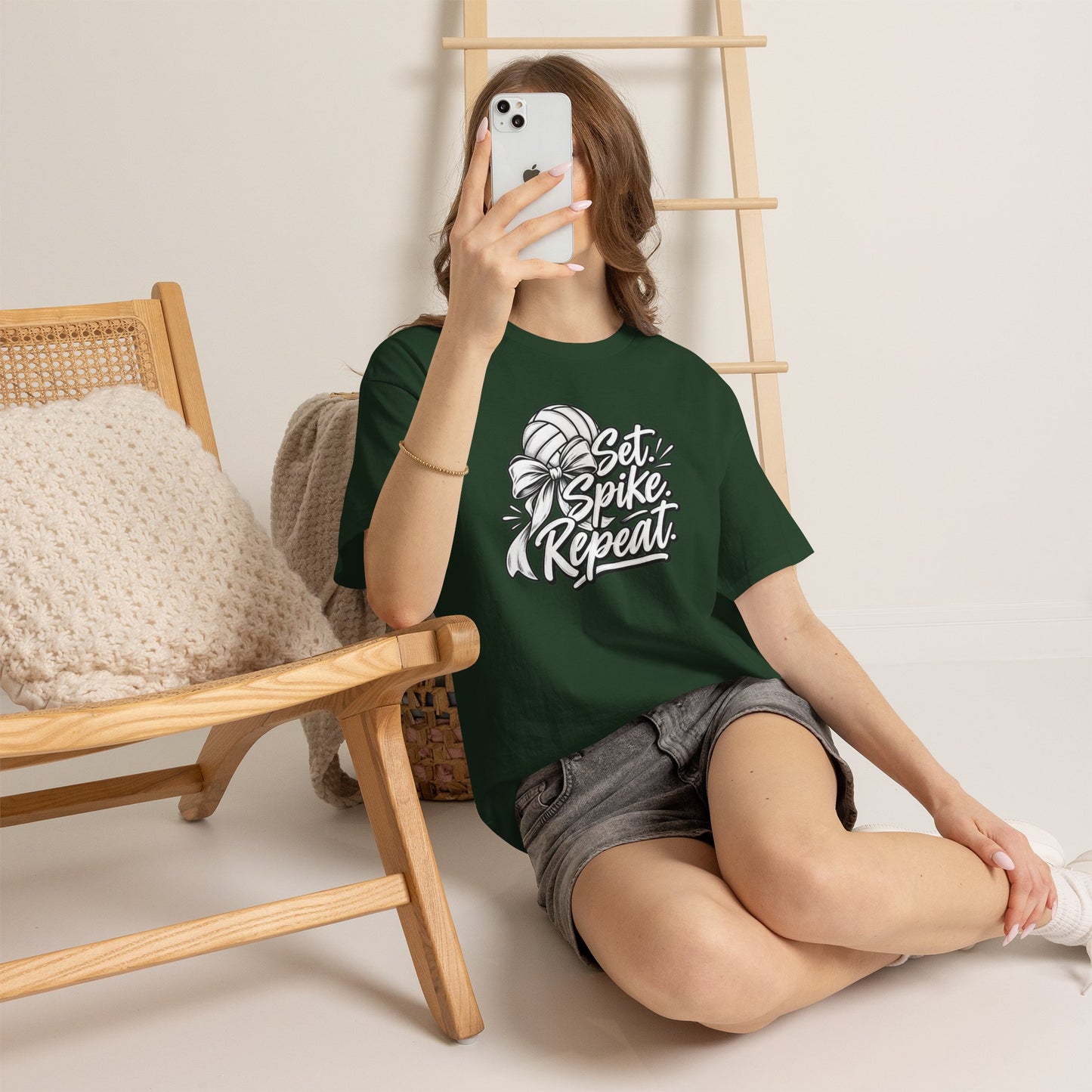 Volleyball Tee – “Set, Spike, Repeat” Graphic T-Shirt