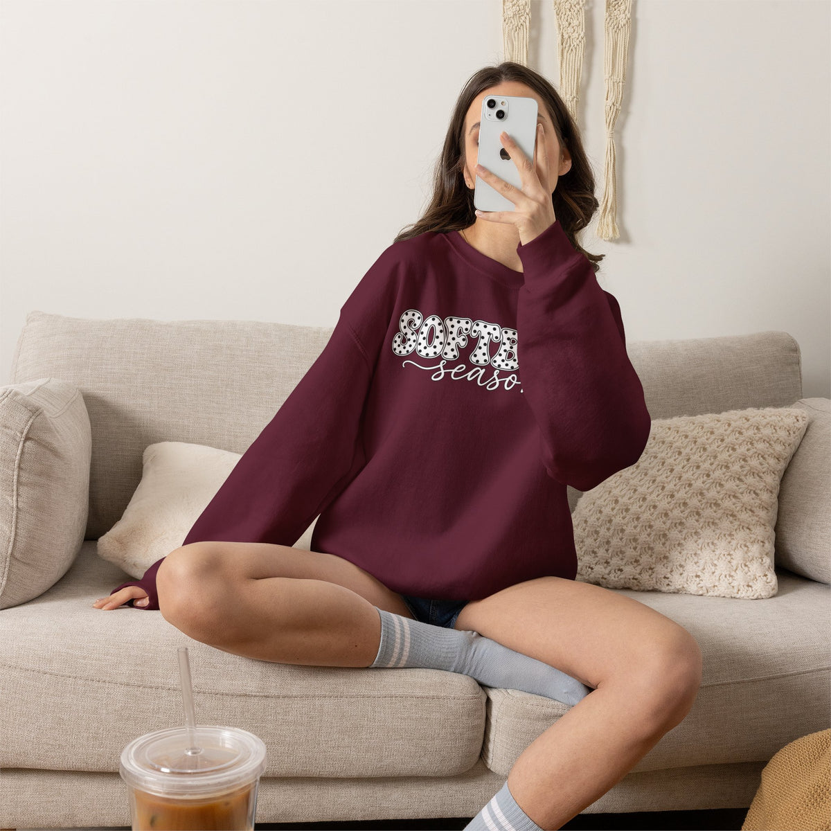 Softball Polka dot Crewneck Sweatshirt