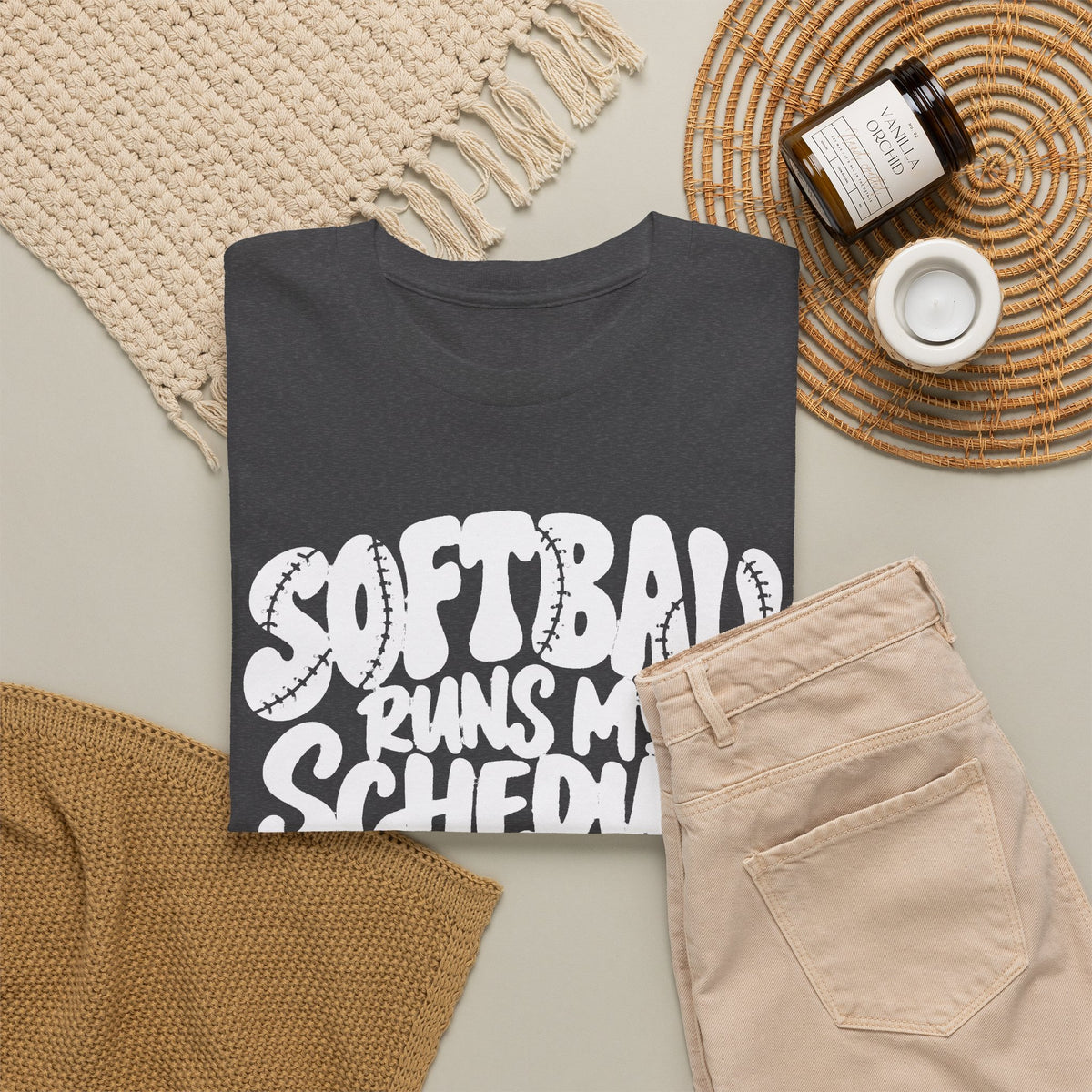 Softball Runs My Schedule T-Shirt — Women's & Girls Softball Mom/Dad Tee