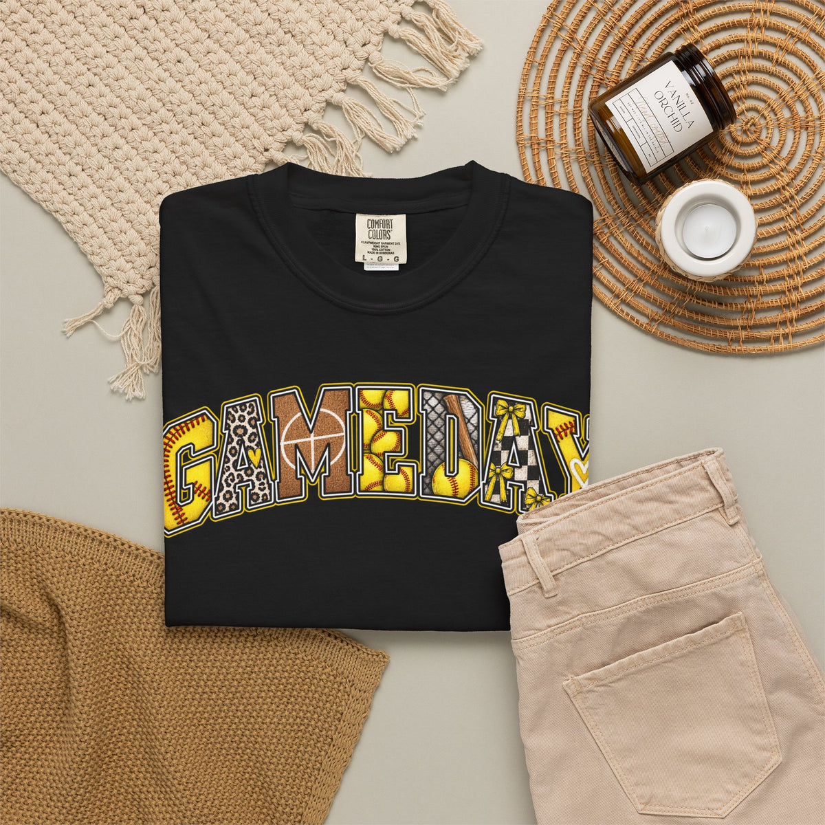 Softball Gameday Retro Patchwork T-Shirt
