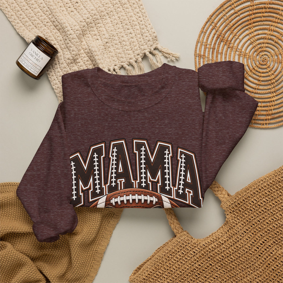 Mama Football Crewneck Sweatshirt — Vintage Gridiron Mom Graphic