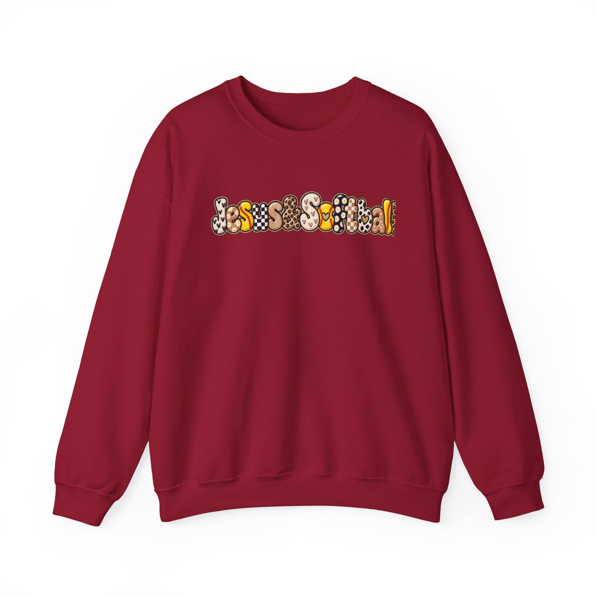 Jesus and Softball Cutsey Design Crewneck Sweatshirt