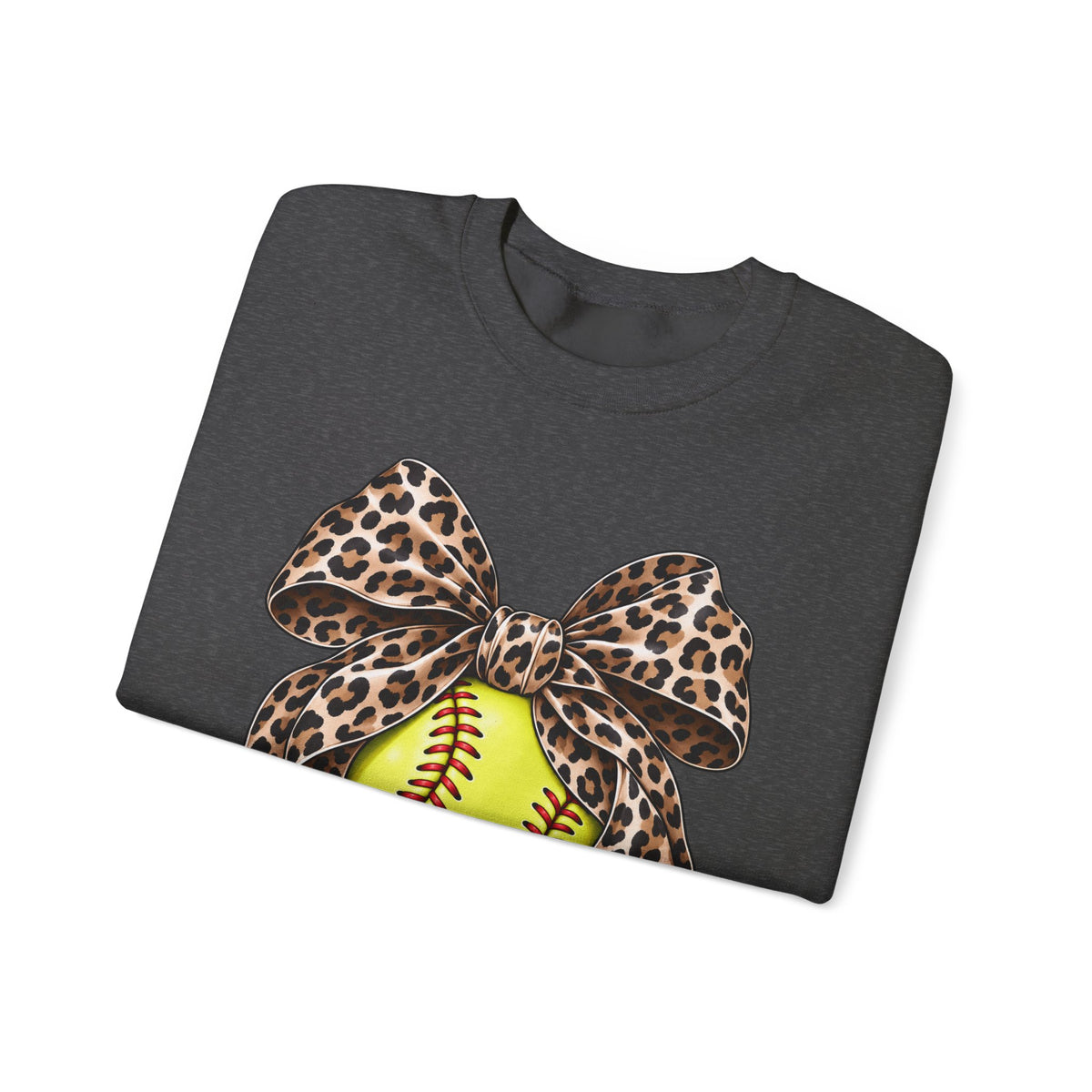 Softball Crewneck Sweatshirt with Leopard Bow Graphic