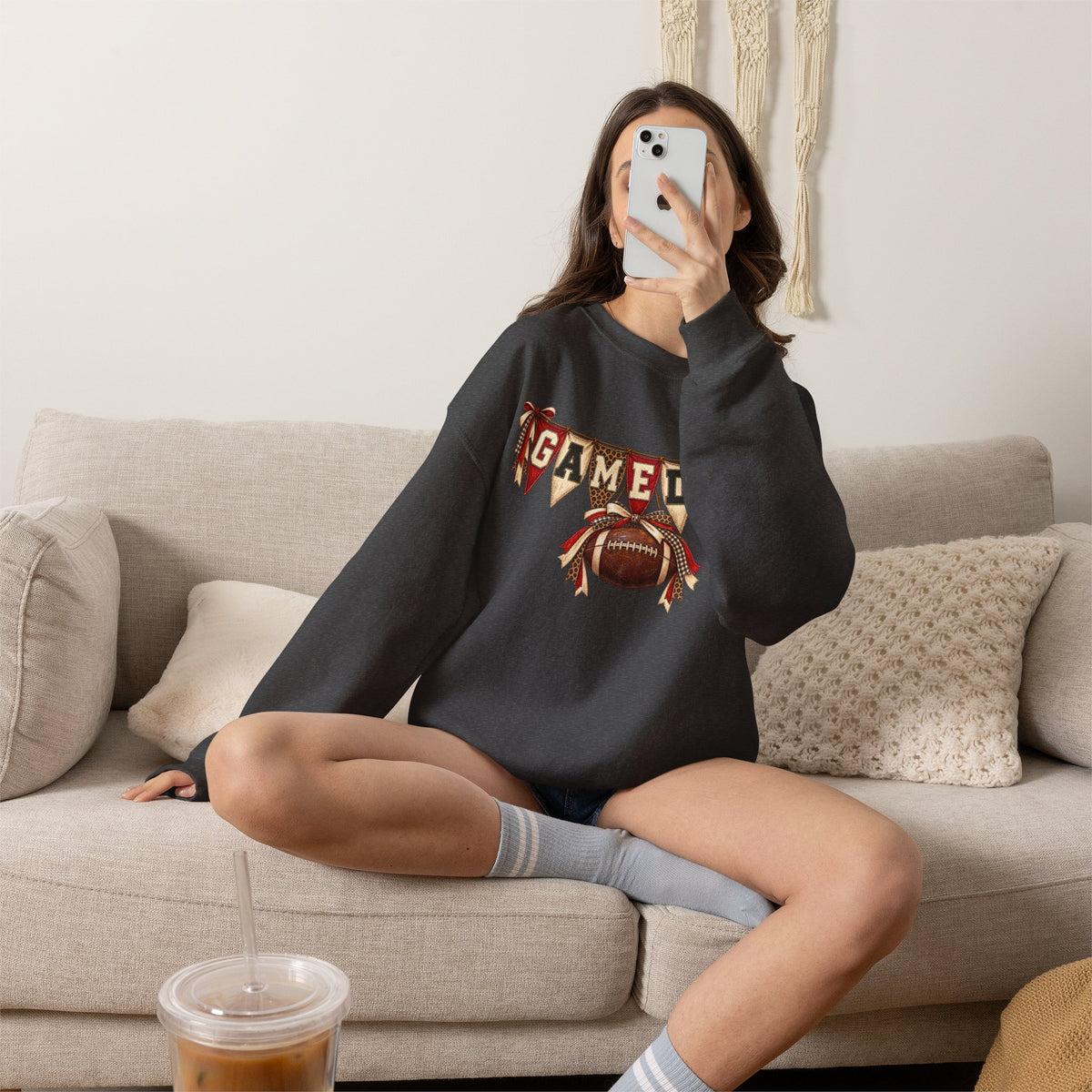 Gameday Football Crewneck Sweatshirt — Rustic Sports Banner Design