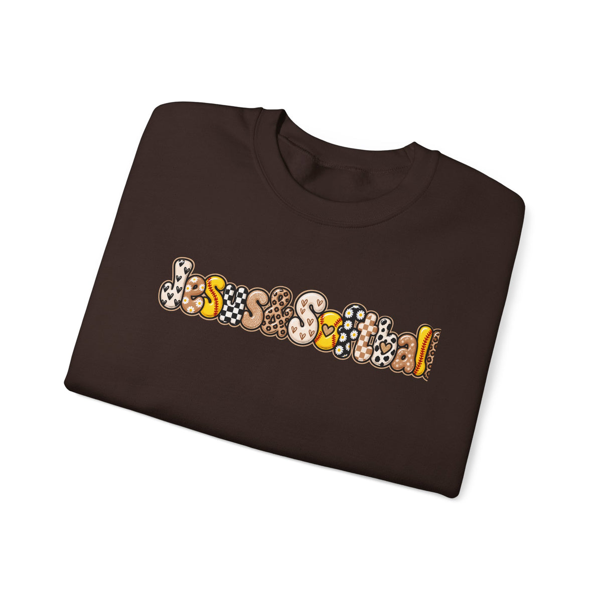 Jesus and Softball Cutsey Design Crewneck Sweatshirt