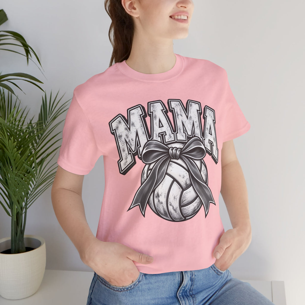 Volleyball Mama Tee — Mom Volleyball Shirt with Ribboned Ball Graphic