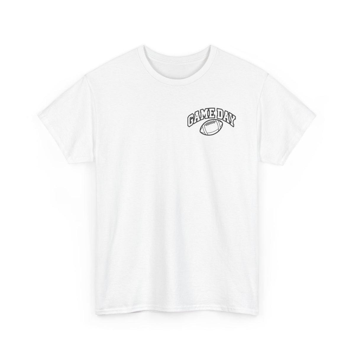 Game Day Football Tee — Minimal Chest Logo White T-Shirt