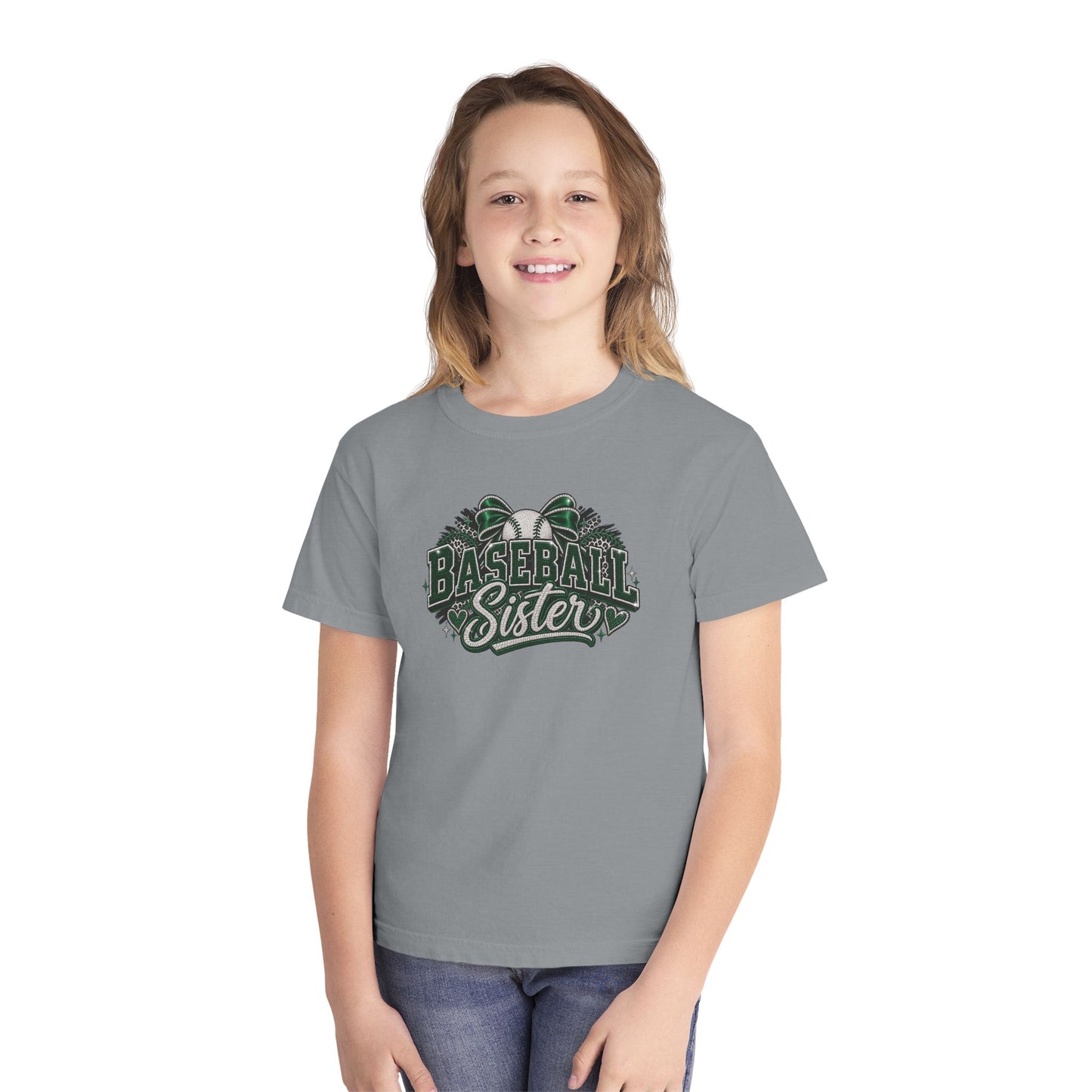 Baseball Sister Youth Tee - Cute Vintage Baseball Design for Girls, Team Spirit Gift