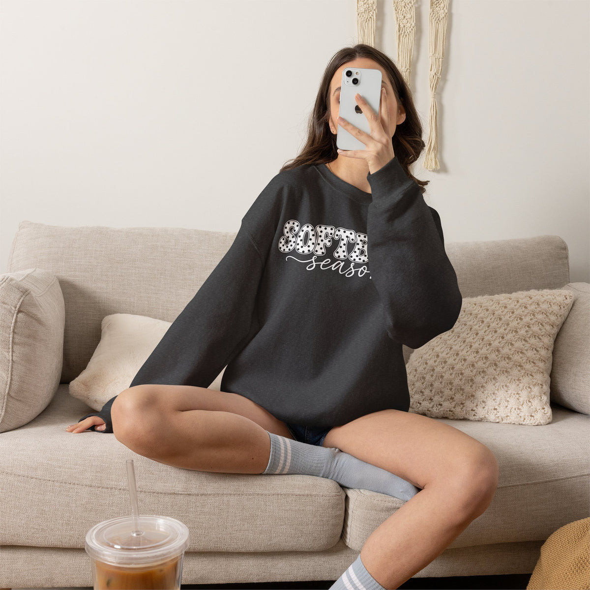 Softball Polka dot Crewneck Sweatshirt