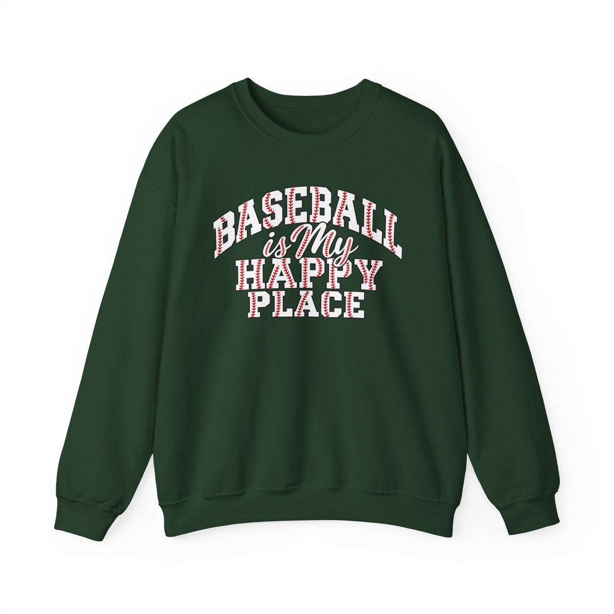 Baseball Is My Happy Place Crewneck Sweatshirt