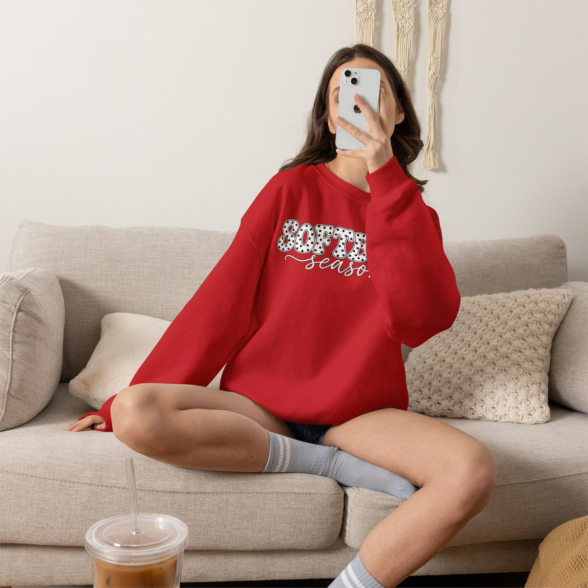 Softball Polka dot Crewneck Sweatshirt