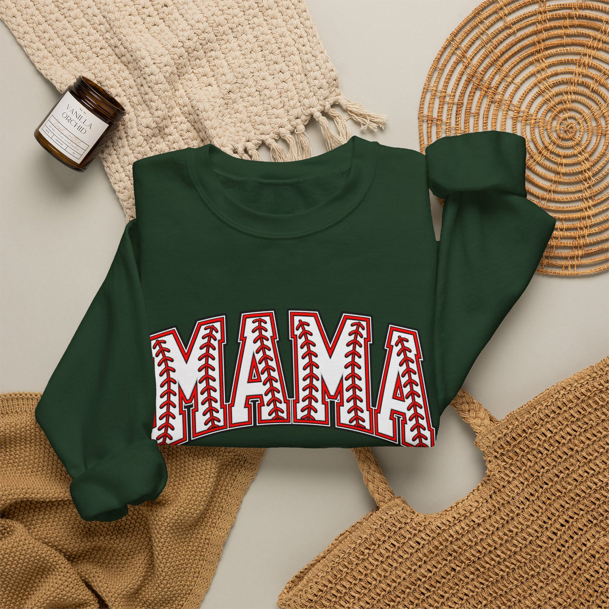 Mama Baseball Stitch Crewneck Sweatshirt