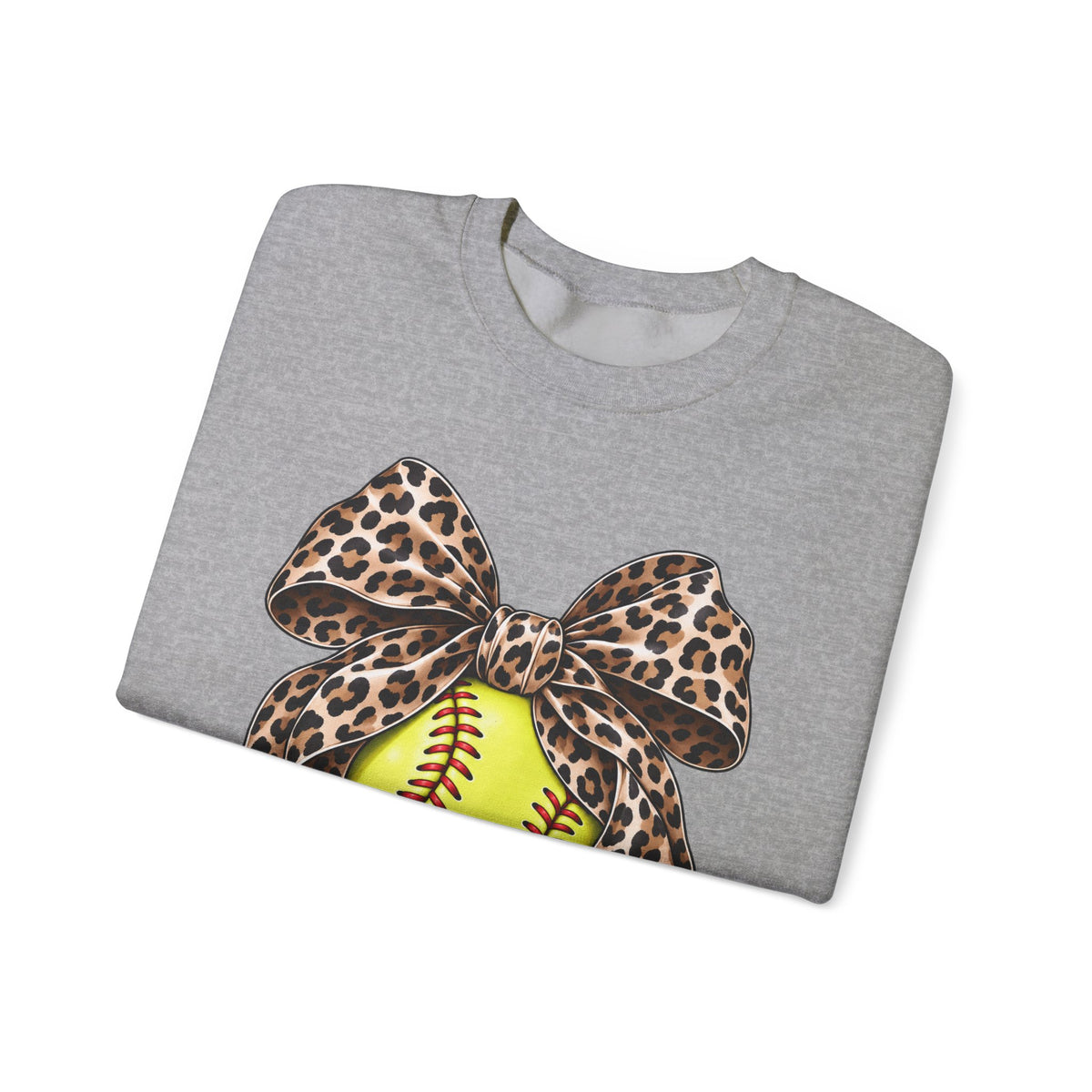 Softball Crewneck Sweatshirt with Leopard Bow Graphic