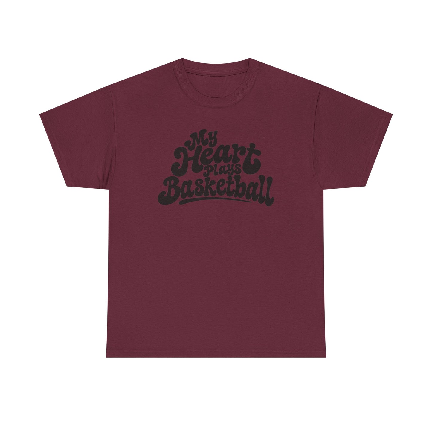 Basketball T-Shirt — "My Heart Beats Basketball" Retro Script