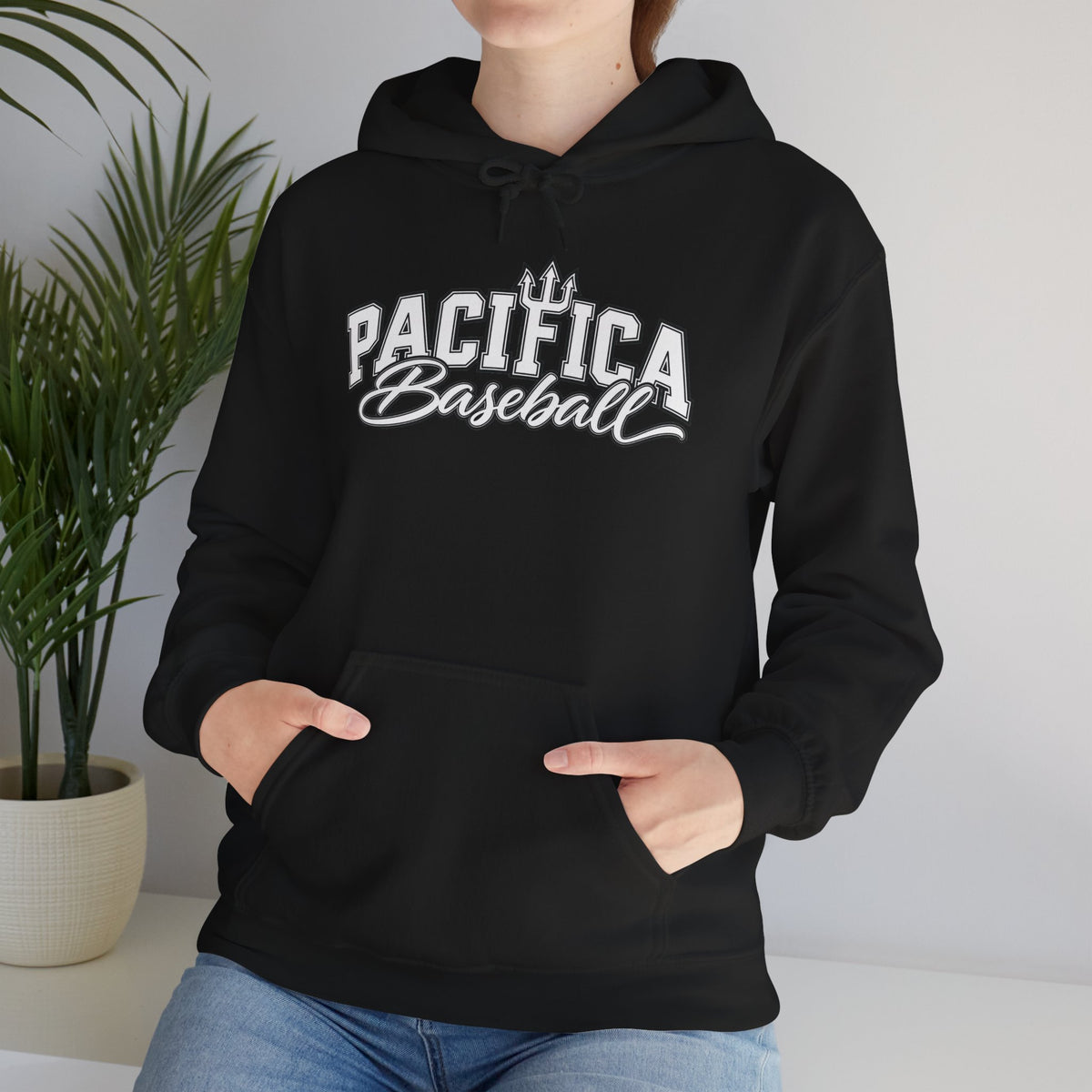 Pacifica Baseball Hoodie — Vintage Script Team Logo Sweatshirt