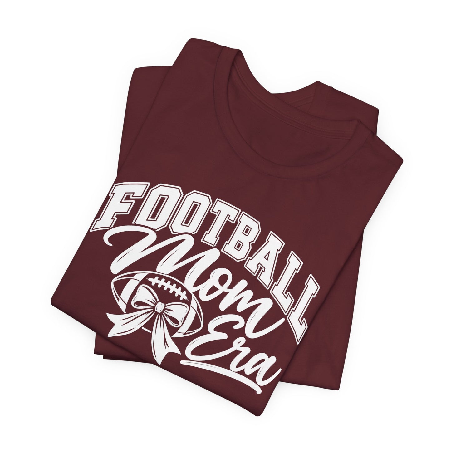 Football Mom Era T-Shirt – Cute Pink Game Day Tee with Football Ribbon