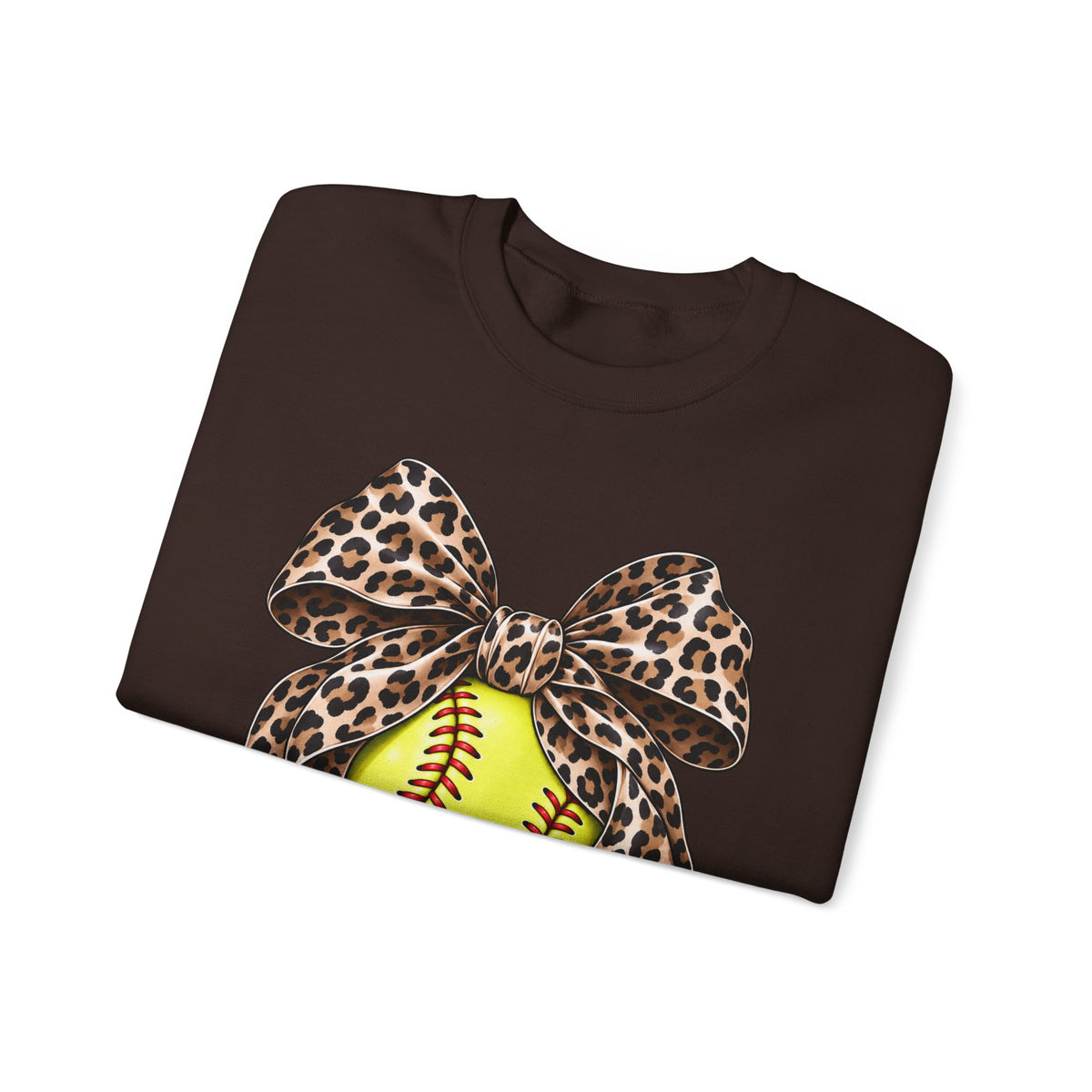 Softball Crewneck Sweatshirt with Leopard Bow Graphic