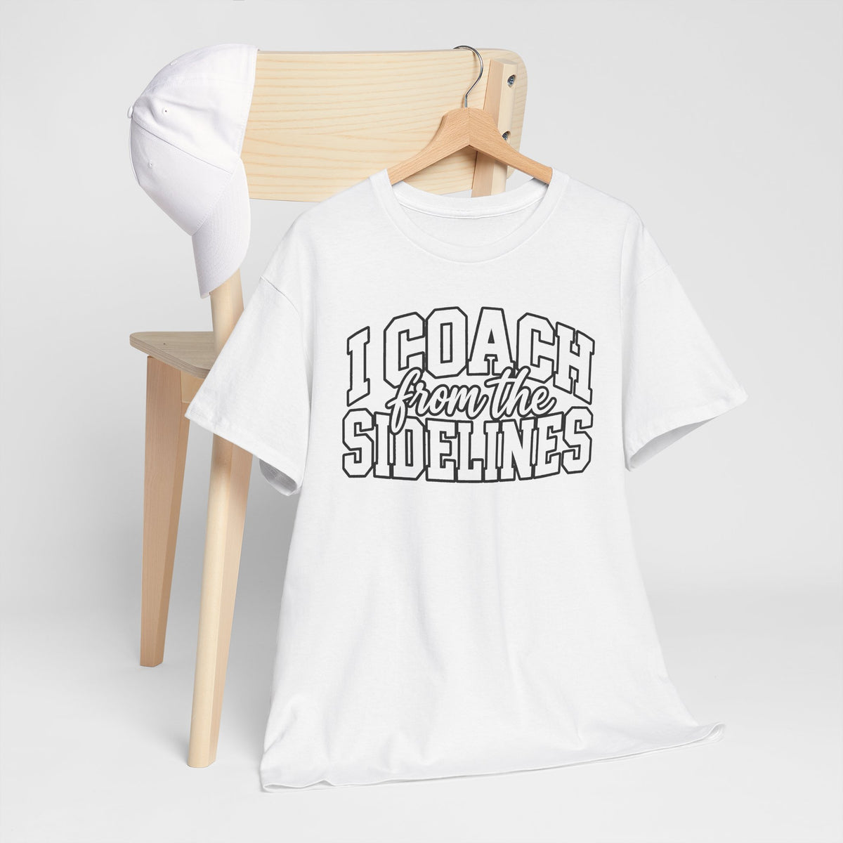 I Coach from the Sidelines T-Shirt — Cheerleader/Supporter Sideline Coach Tee