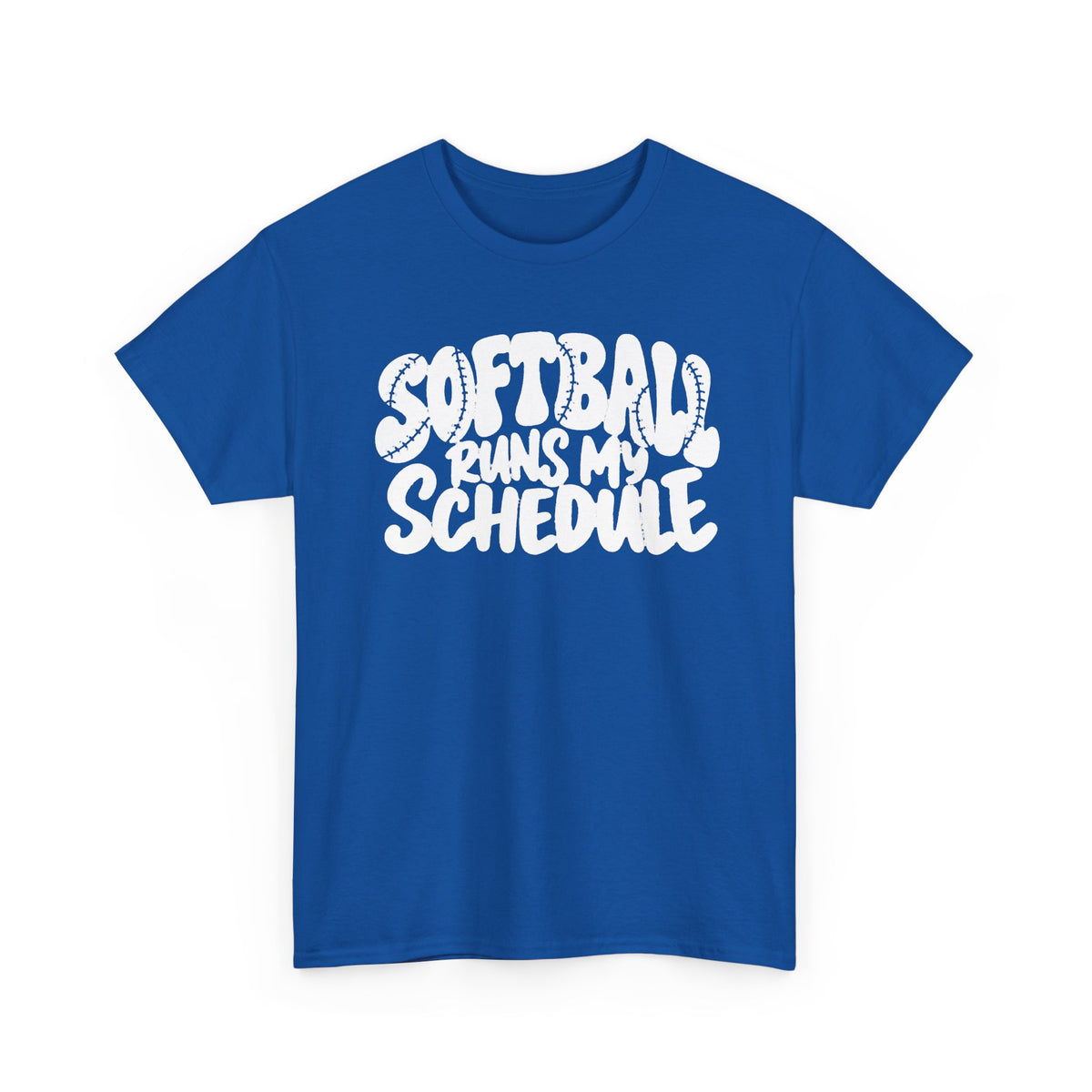Softball Runs My Schedule T-Shirt — Women's & Girls Softball Mom/Dad Tee