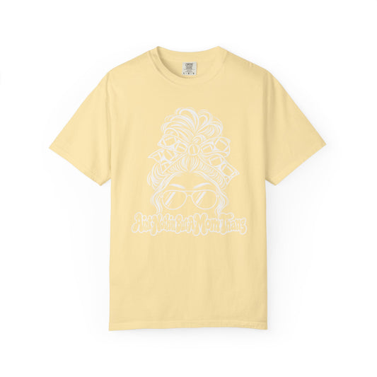 Aint Nothin But A Mom Thang Messy Bun Sunglasses T-Shirt — Football Headband Graphic Tee