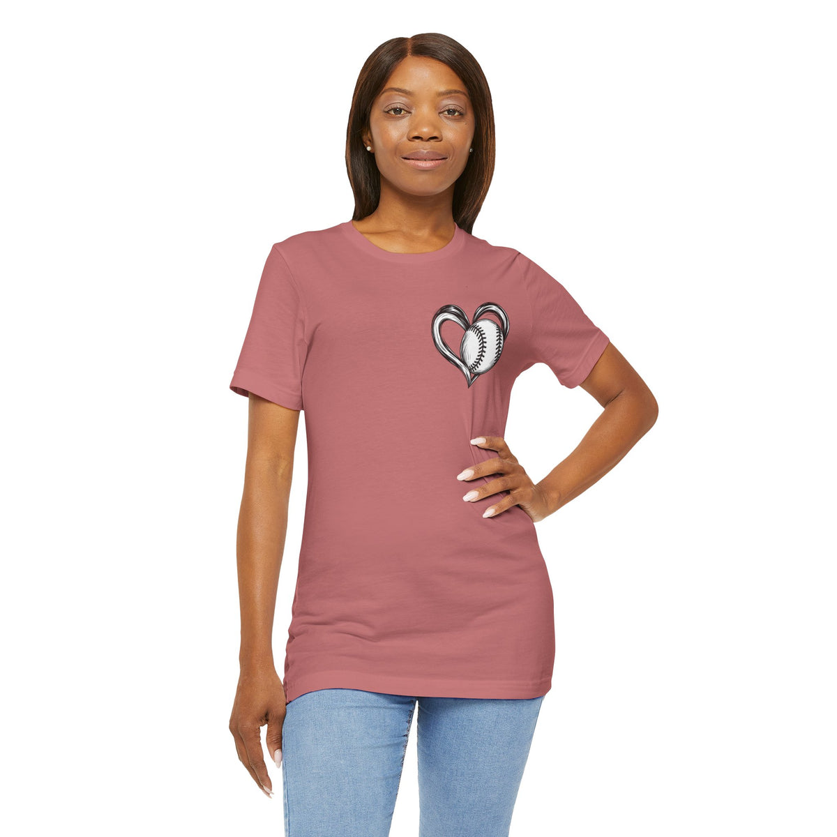 I Love Me Some Baseball T‑Shirt — Heart Baseball Graphic Tee