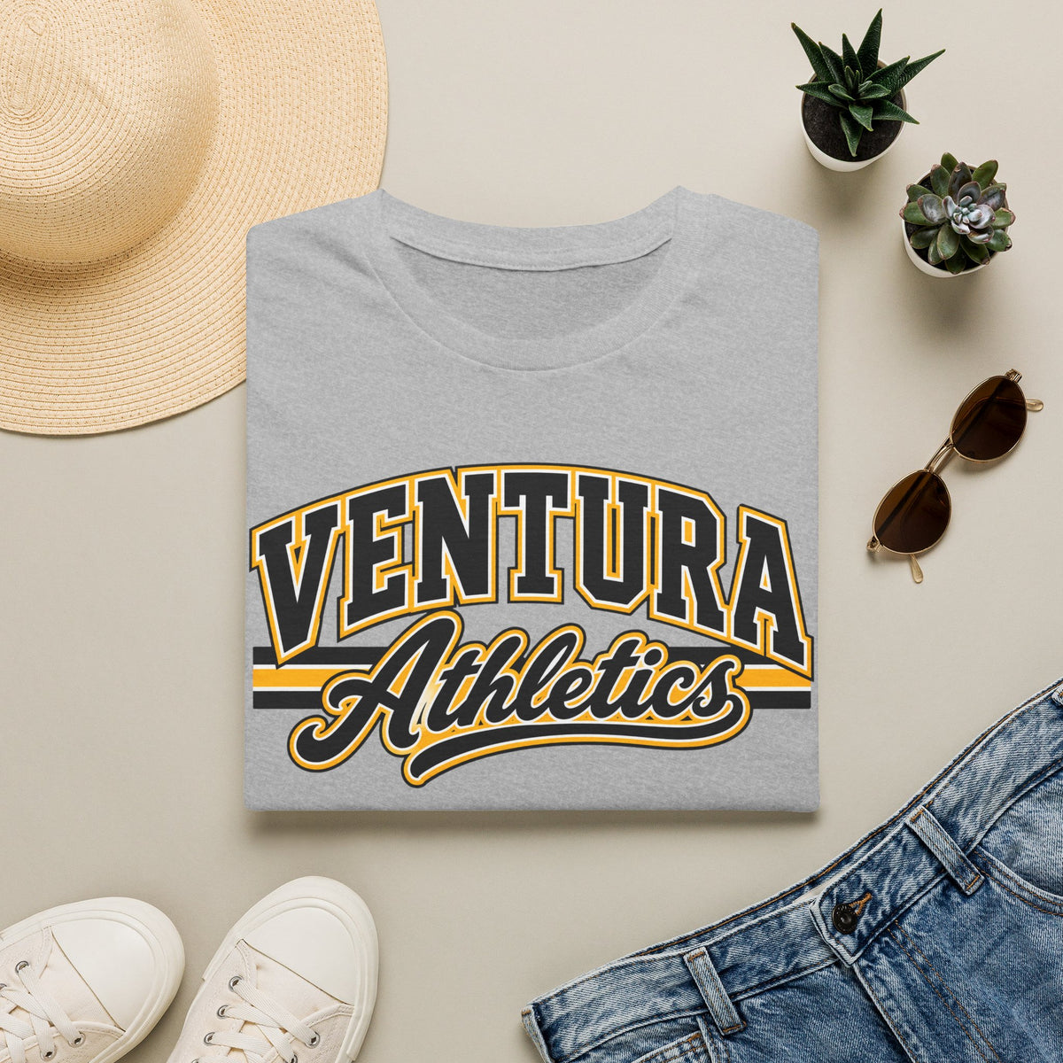 Ventura Athletics T-Shirt — Vintage Collegiate Crew Tee