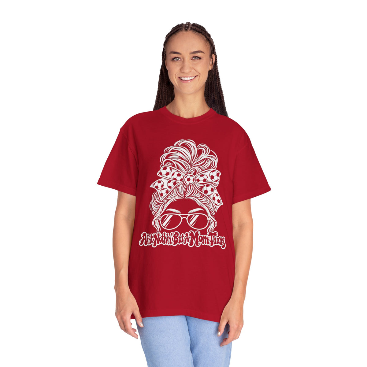 Messy Bun Mom Life T-Shirt — 'Ain't Nothin' But A Mom Thing' Soccer Graphic Tee