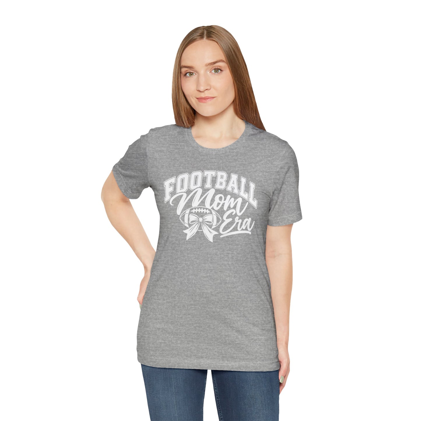 Football Mom Era T-Shirt – Cute Pink Game Day Tee with Football Ribbon