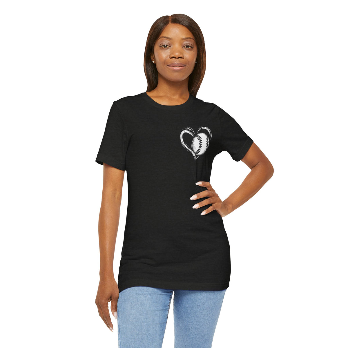 I Love Me Some Baseball T‑Shirt — Heart Baseball Graphic Tee