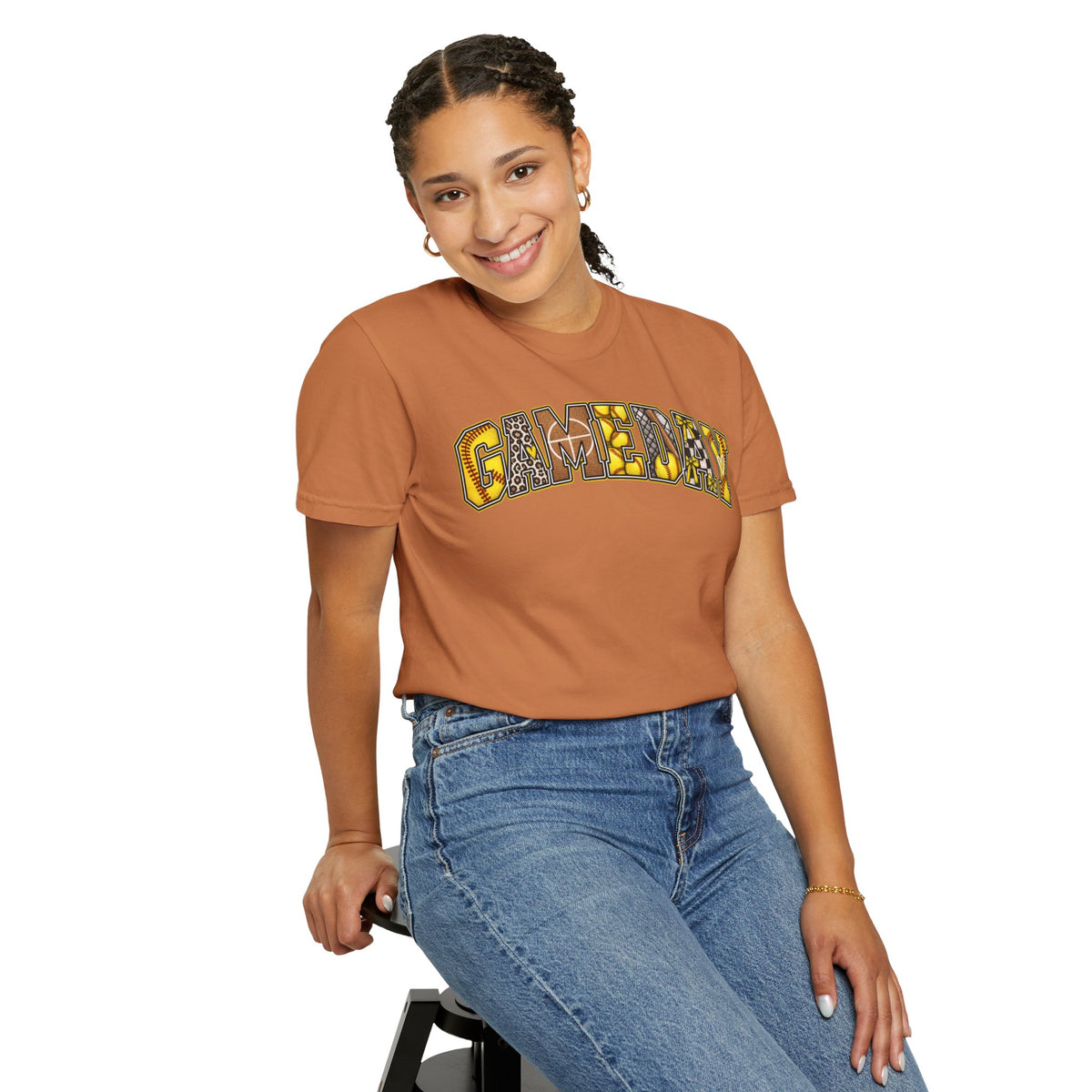 Softball Gameday Retro Patchwork T-Shirt