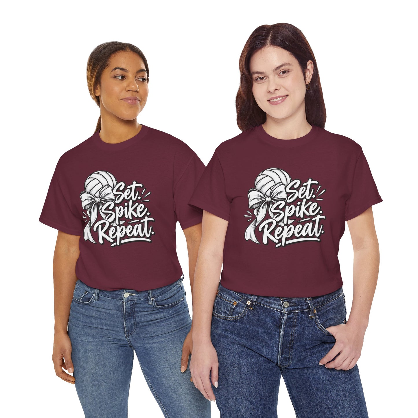 Volleyball Tee – “Set, Spike, Repeat” Graphic T-Shirt
