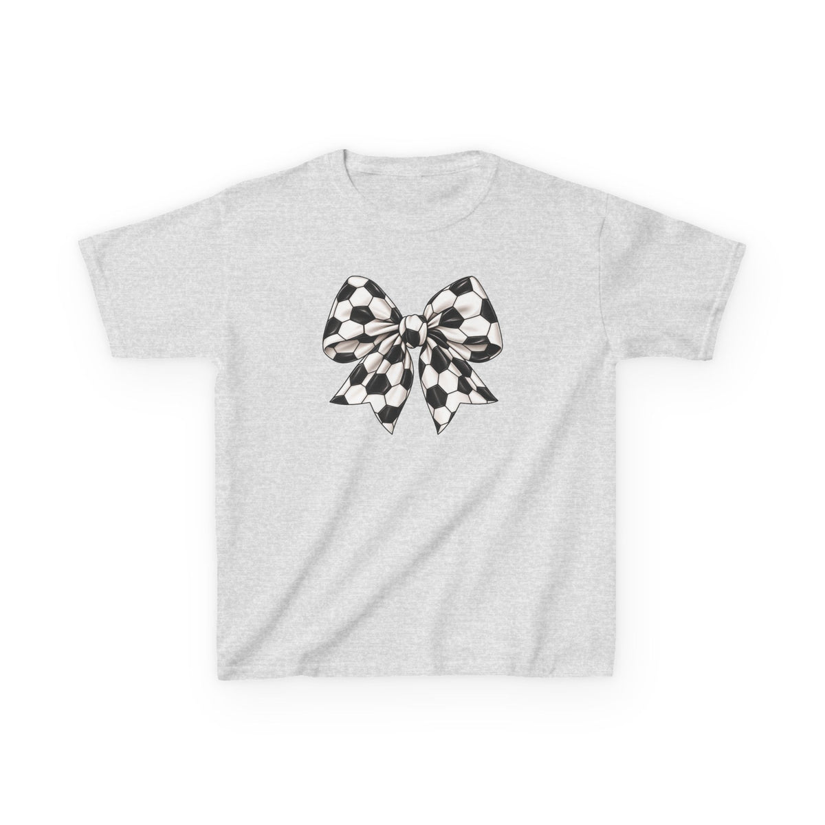 Kids Tee — Black & White Soccer Bow Graphic