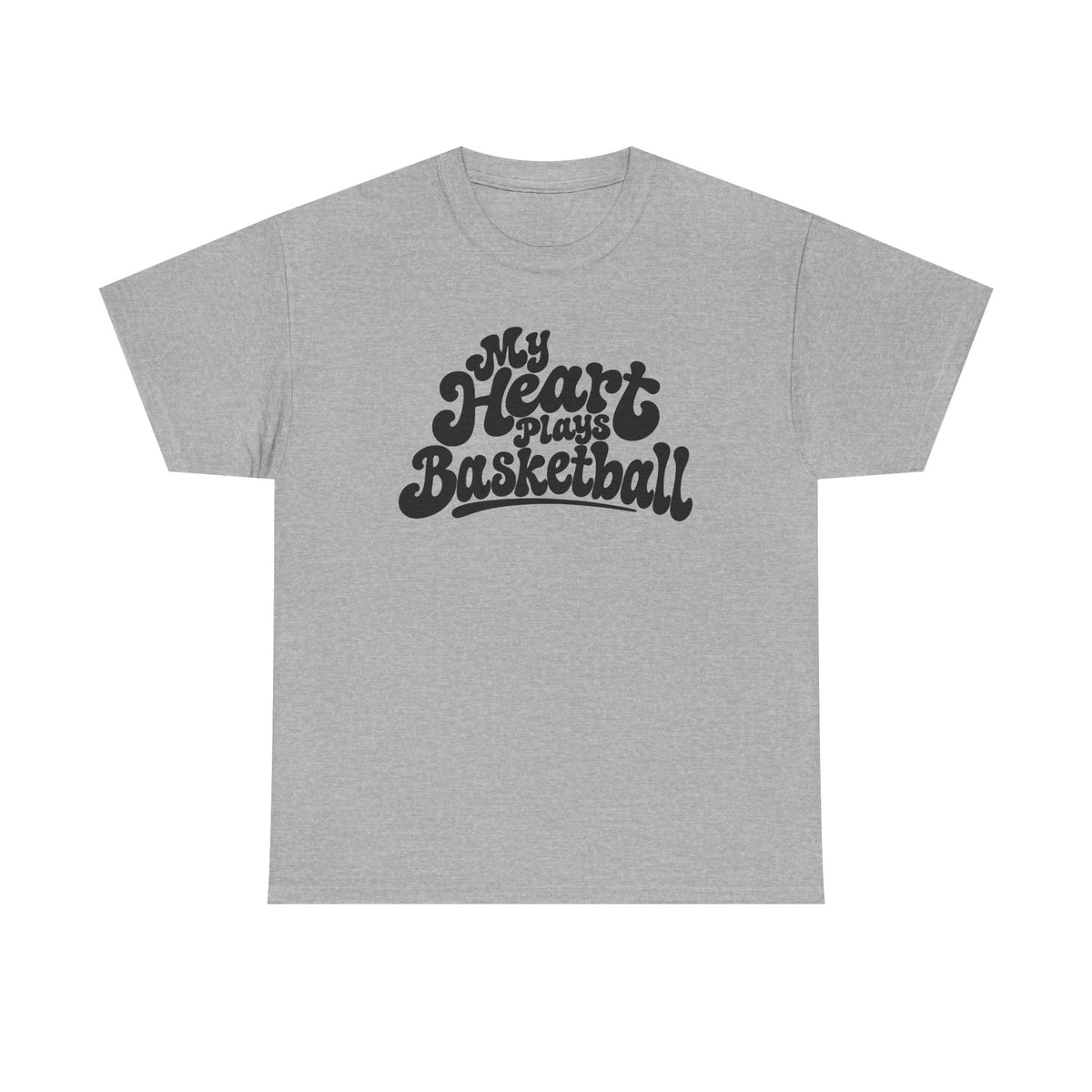 Basketball T-Shirt — "My Heart Beats Basketball" Retro Script