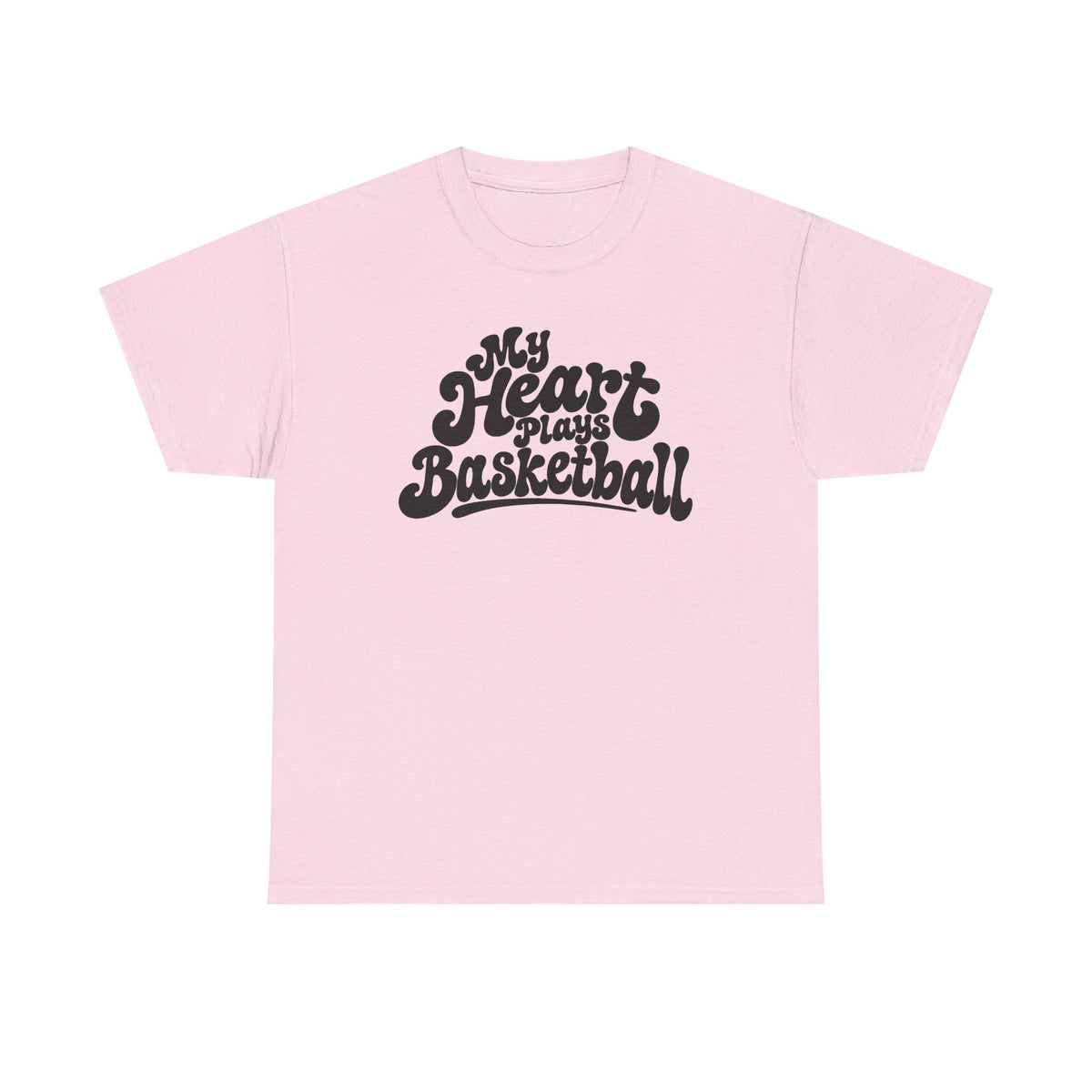 Basketball T-Shirt — "My Heart Beats Basketball" Retro Script