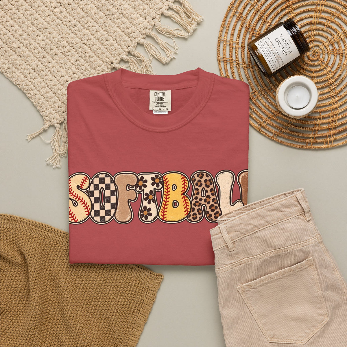Softball Retro Graphic T-Shirt — Vintage Patterned Lettering
