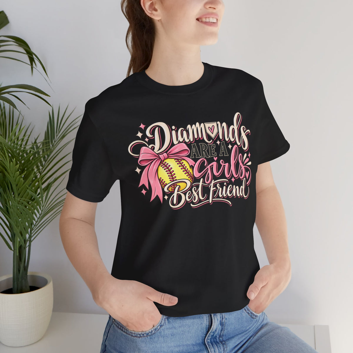 Diamonds Are a Girl's Best Friend Softball Graphic Tee