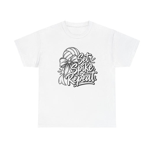 Volleyball Tee – “Set, Spike, Repeat” Graphic T-Shirt