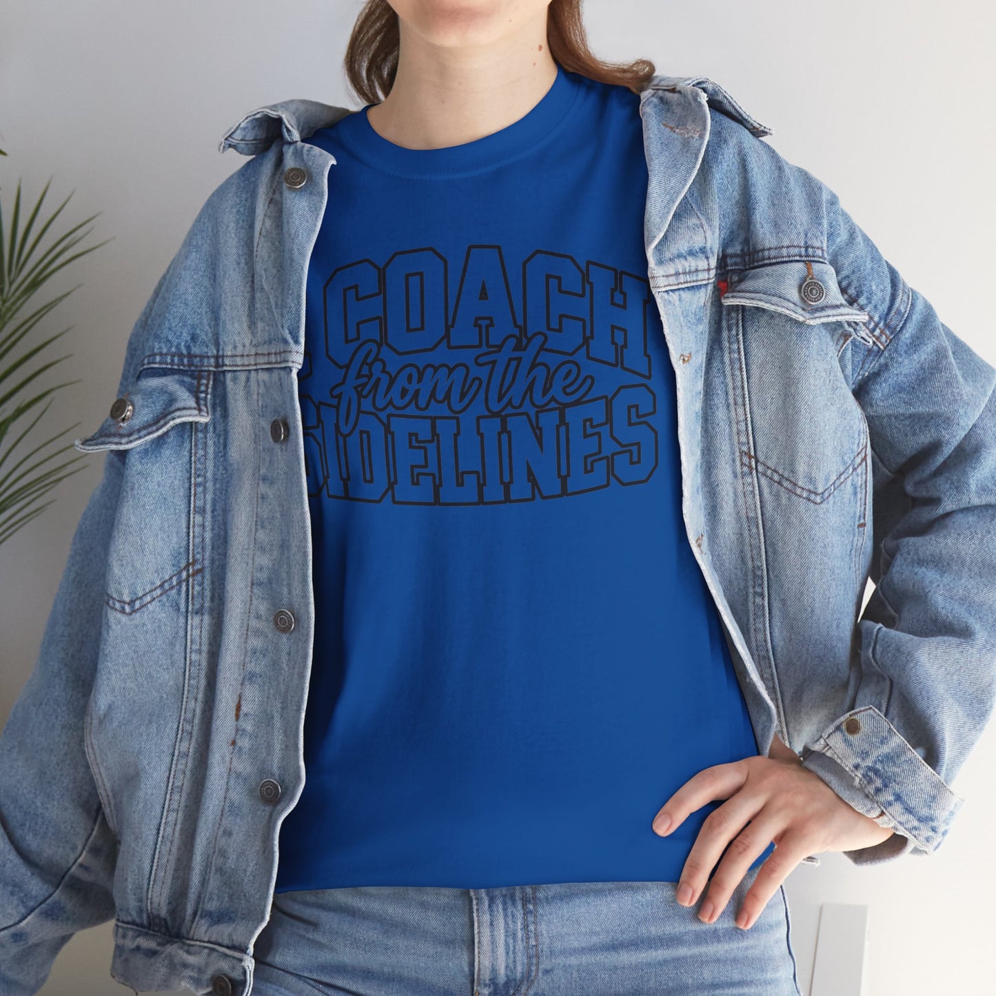 I Coach from the Sidelines T-Shirt — Cheerleader/Supporter Sideline Coach Tee