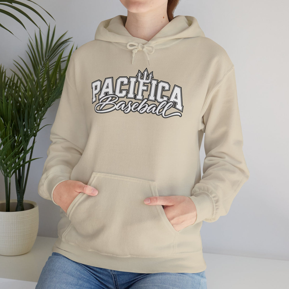 Pacifica Baseball Hoodie — Vintage Script Team Logo Sweatshirt