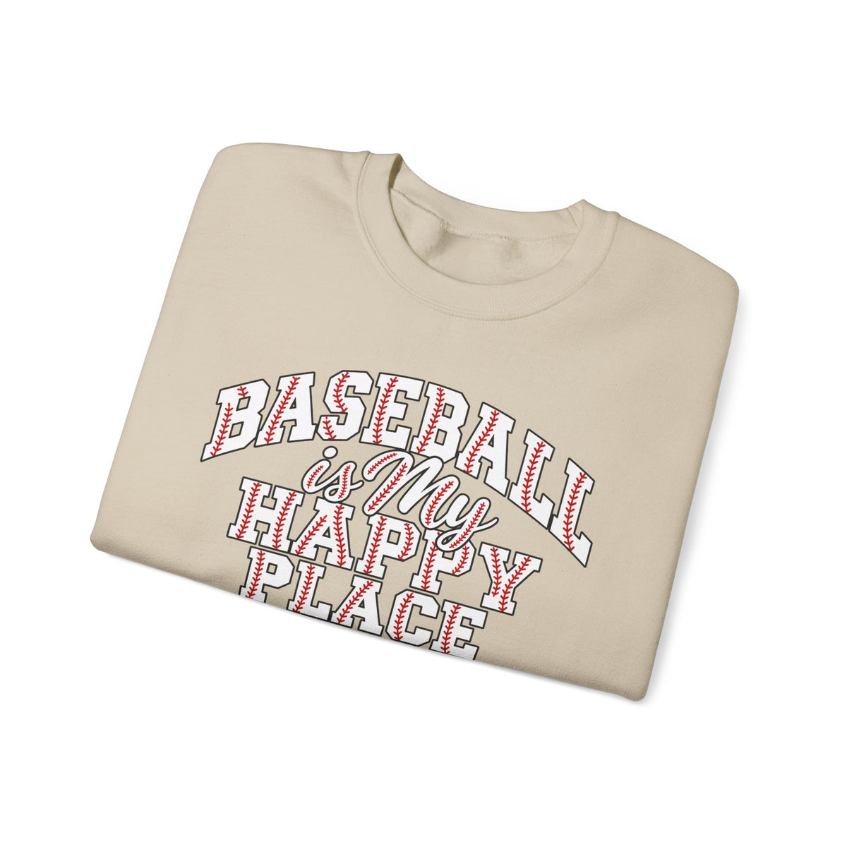 Baseball Is My Happy Place Crewneck Sweatshirt