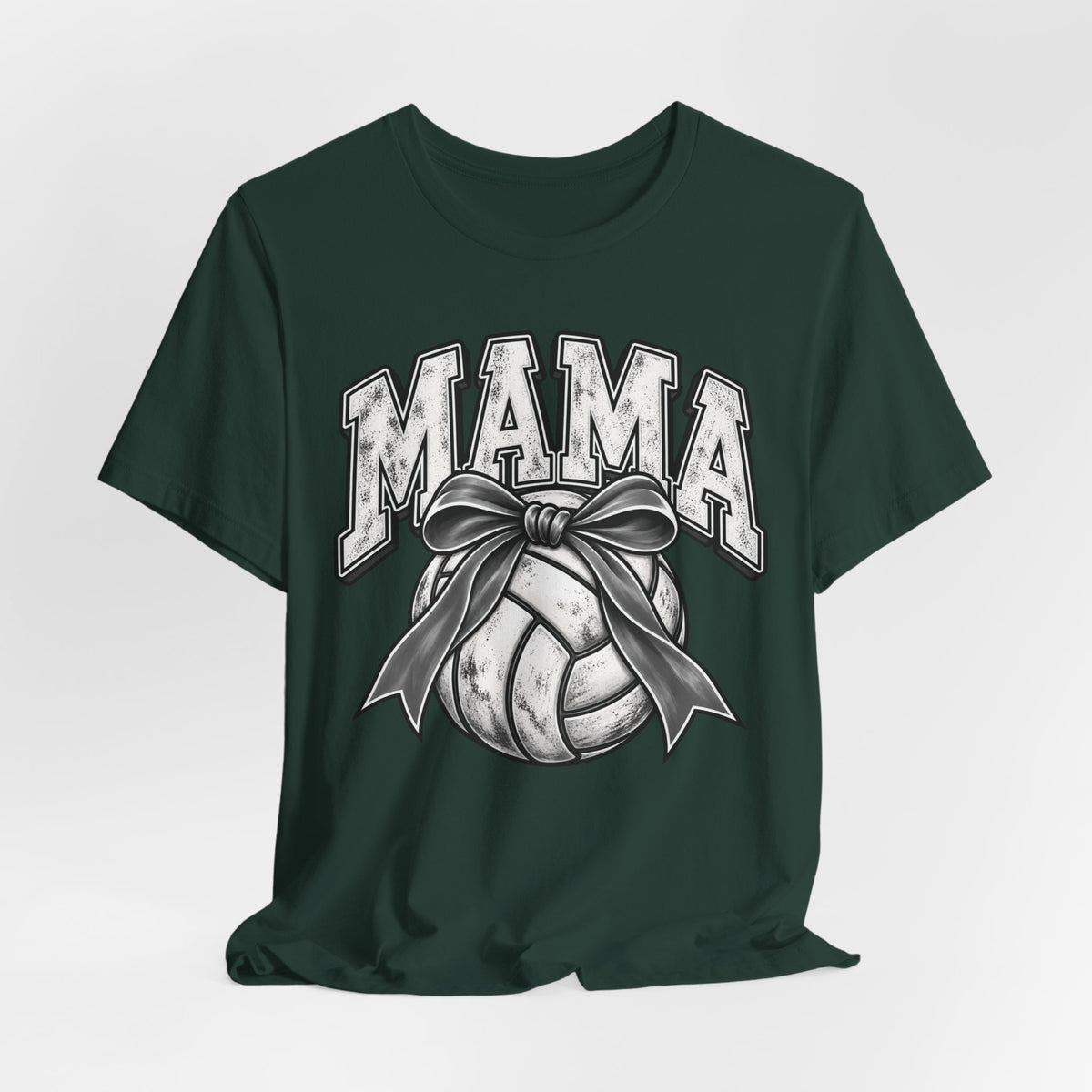 Volleyball Mama Tee — Mom Volleyball Shirt with Ribboned Ball Graphic
