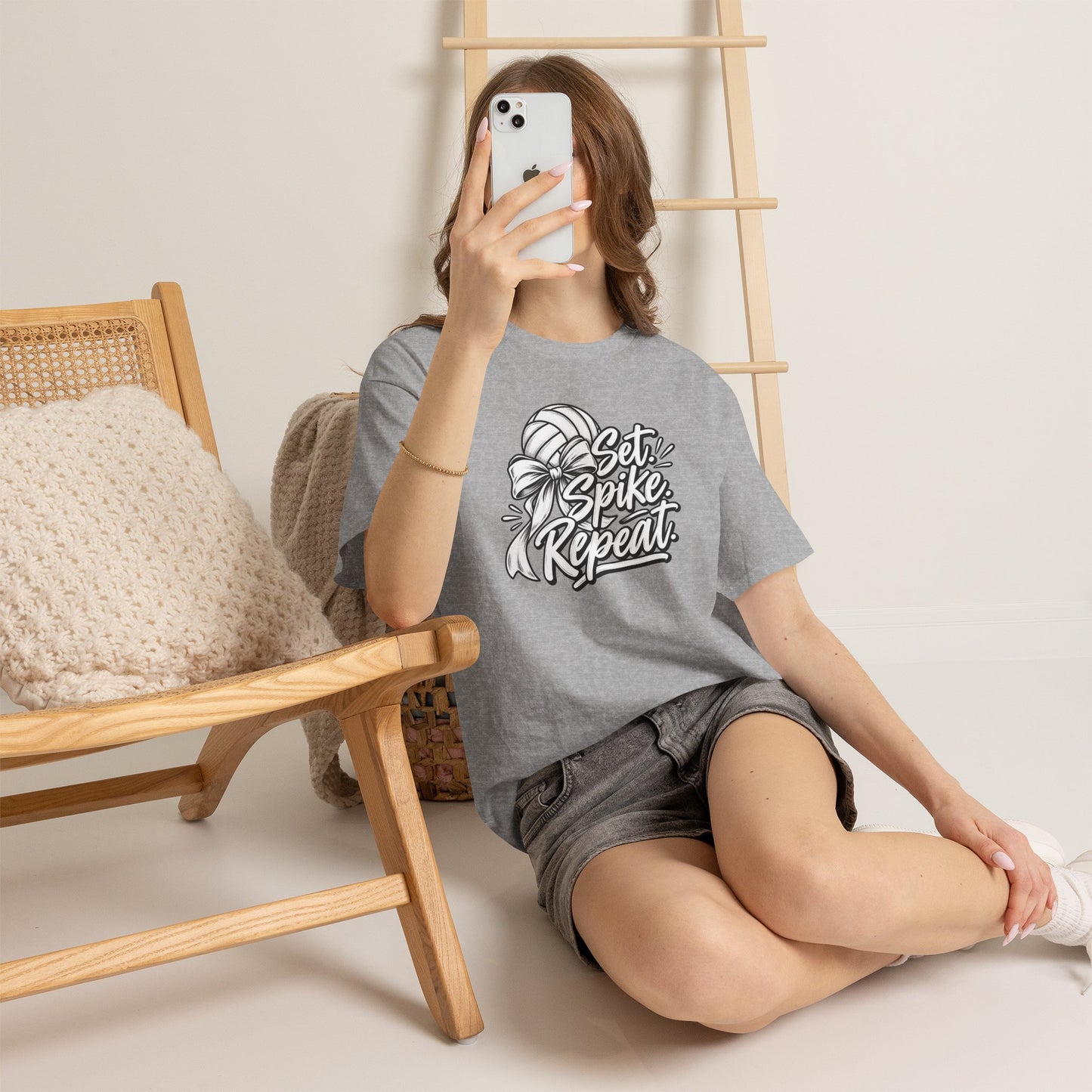 Volleyball Tee – “Set, Spike, Repeat” Graphic T-Shirt