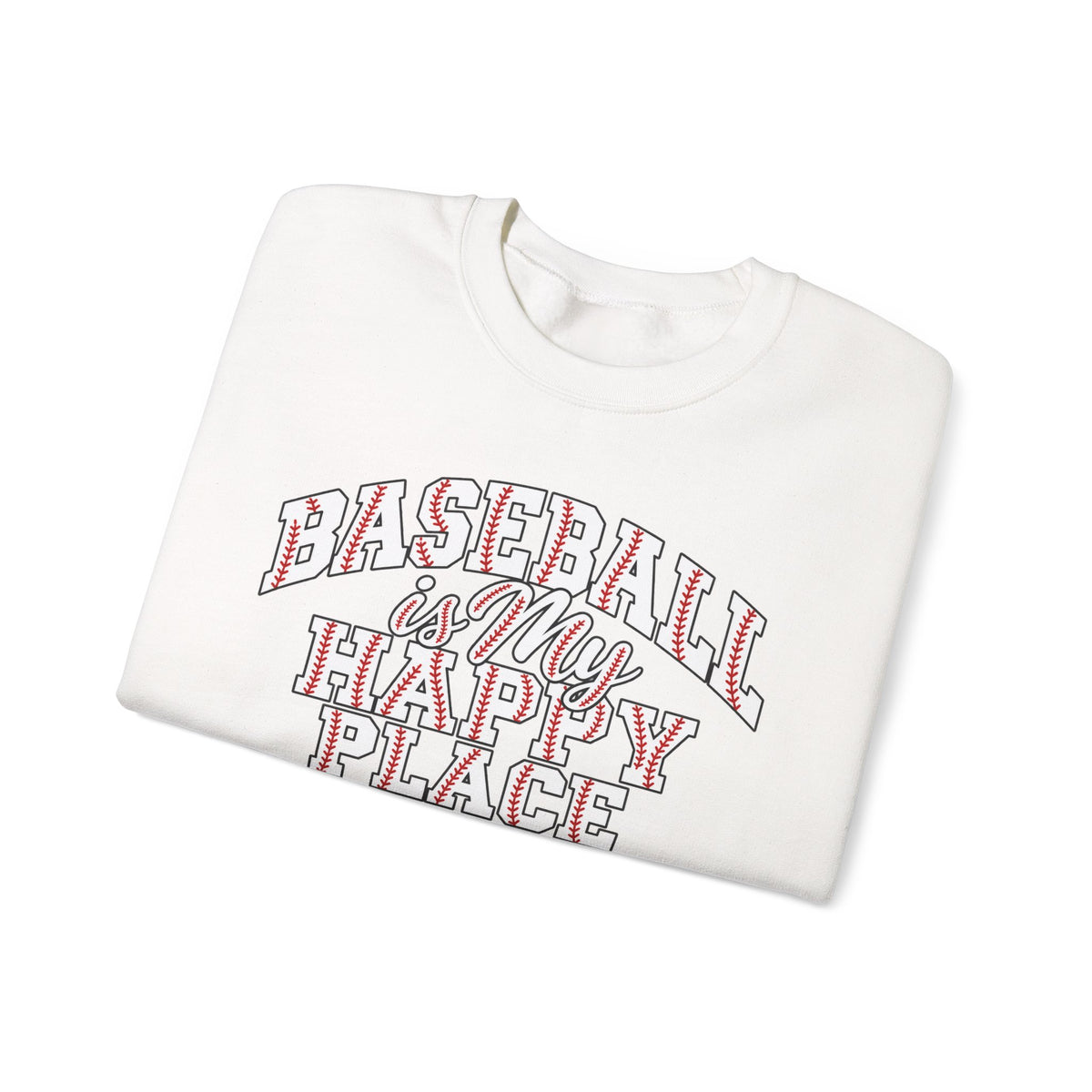 Baseball Is My Happy Place Crewneck Sweatshirt